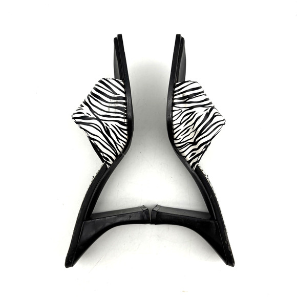 Vintage 90s Palornio Zebra Print Genuine Leather Block Heel Sandal Mules Size 7 - Picture 11 of 16